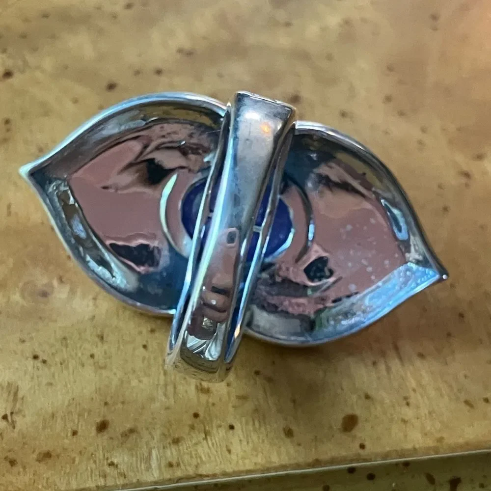 Natural Tanzanite Sterling Silver Cocktail Ring Size 7